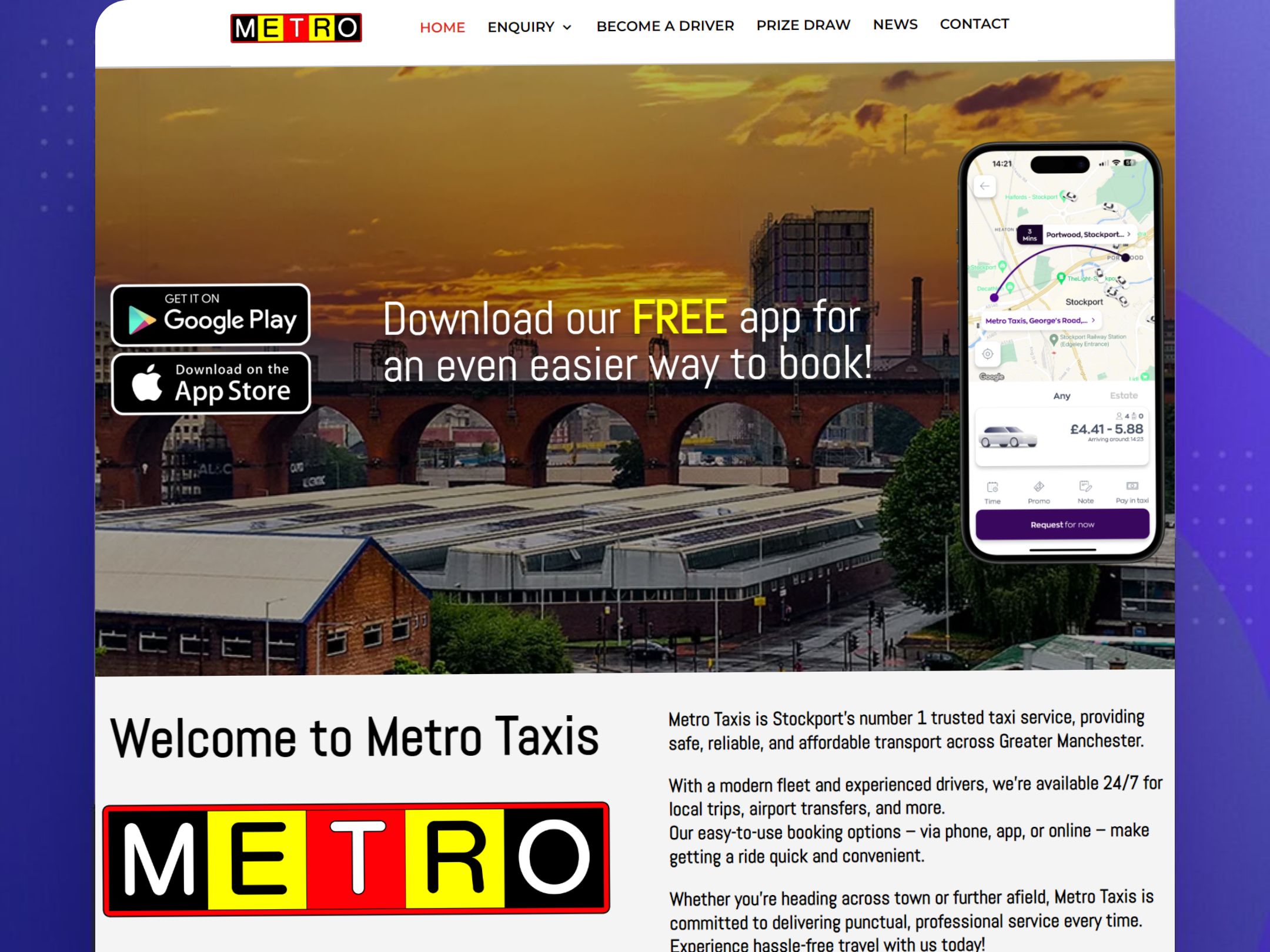 taxi company live example web design page